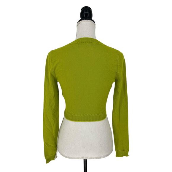 Versace Cashmere Green Cropped Safety Pin Cardigan - Picture 9 of 10